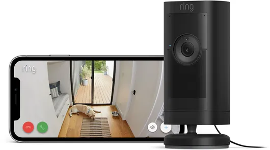 Ring Stick Up Cam Pro Außenüberwachungskamera mit Netzstecker, Schwarz